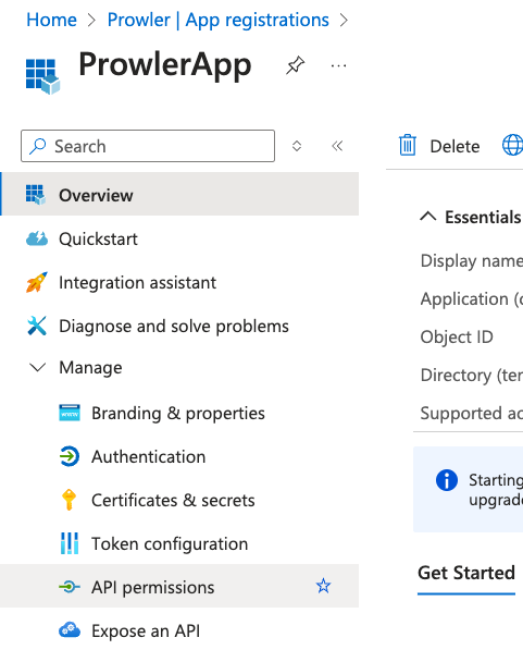 API Permission Page