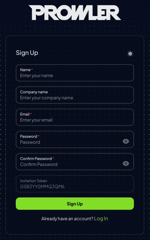Invitation sign-up