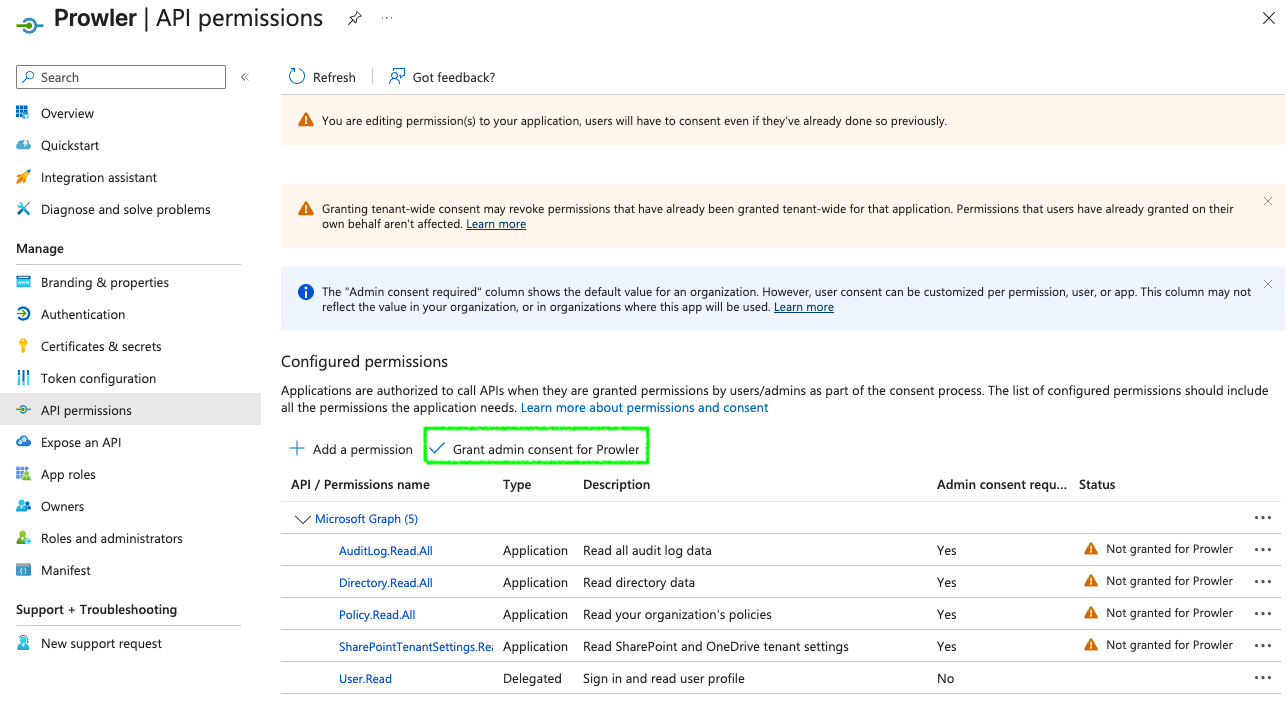 Grant Admin Consent
